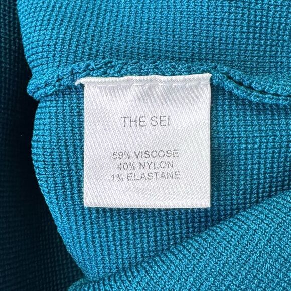 NEW The Sei Double Sweetheart Knit Midi Dress Turquoise Peacock Size Medium - Picture 12 of 14